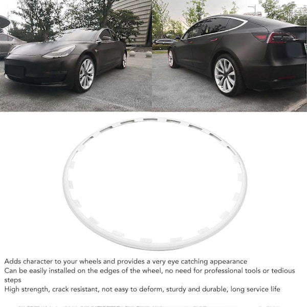 4 stk. Felgbeskyttelsesring Stilfull Slitesterk Felgkantbeskyttelsesring for 19-tommers Hjul Erstatning for Tesla Model Y Hvit