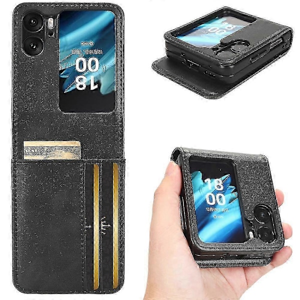 Læder Telefon Cover Til Oppo Find N2 Flip Black