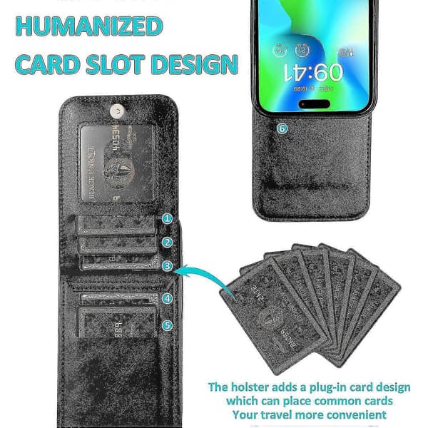 Simpel Business Stil PU Læder Etui Til Iphone 14 Pro Max Med Kortholder Black