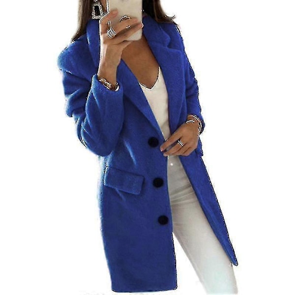 Fleece Overcoat Dame Vinter Frakke Lang Jakke M