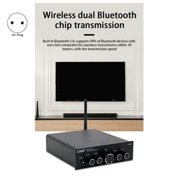 2.1 Kanal Effektforstærker til Hjemmebrug Digital Lille Effektforstærker Feber Bil Bluetooth Stereo EU Stik