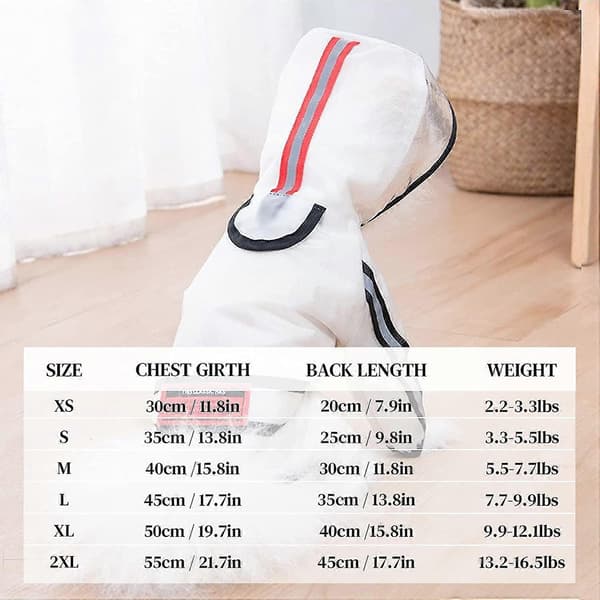 Regnjakke til Hund med Hette, Vanntett Hundejakke med Refleksstriper XL
