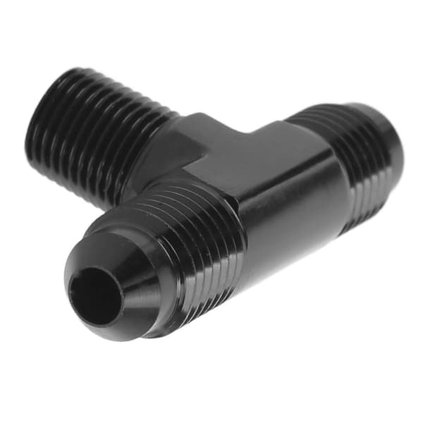 T-adapter 3-vejs T-formet konnektorfitting aluminiumslegering sort anodiseret finish 4AN til 1/8 NPT