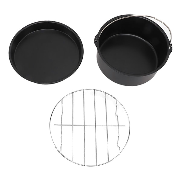 Fritös Tillbehör Rostfritt Stål Bakform Kakform Pizzaform Grill Nonstick Beläggning Diskmaskinsäker Svart 6in