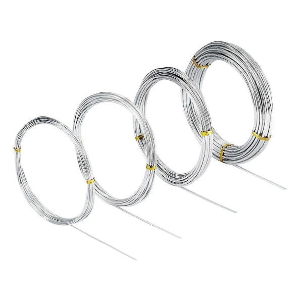 4 stk. Aluminium Håndverkstråder, 3mm X 10m, 2mm X 5m, 1.5mm X 5m, 1mm X 5m, Bøyelig Håndverkstråd for Skulptur Armatur DIY
