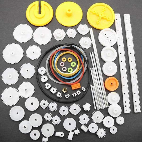 82 STK./Sæt Gearpakke Kit DIY Gear Sortiment Tilbehørssæt til Legetøjsmotorbil Robot Diverse Gear Akselrem Bøsninger