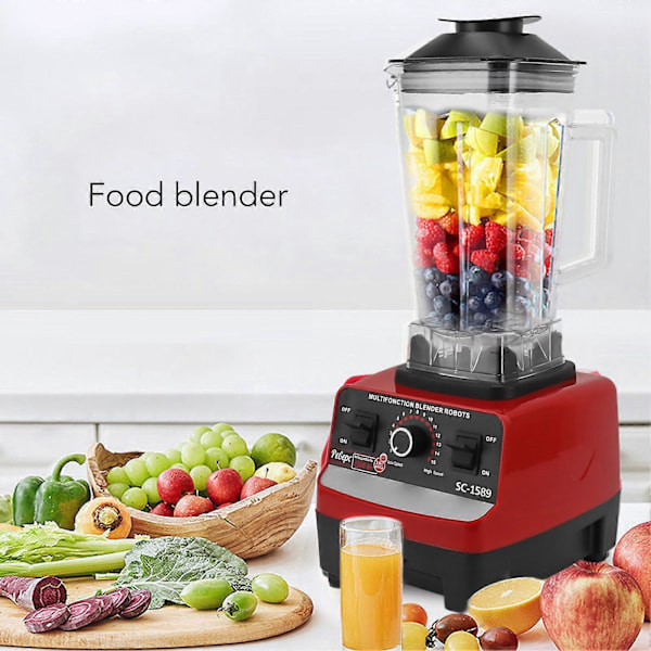 4500W Bänkmixer 2,5L 15 Hastigheter Multifunktionell Hushållsmatberedare med 6 Rostfria Blad för Kött Is Frukt