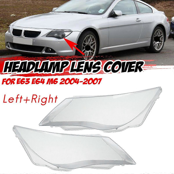 Par For- E63 E64 M6 2004-2010 Bil Frontlykt Deksel frontlys lampe Lampeskjerm Erstatning Frontlys Auto Skall