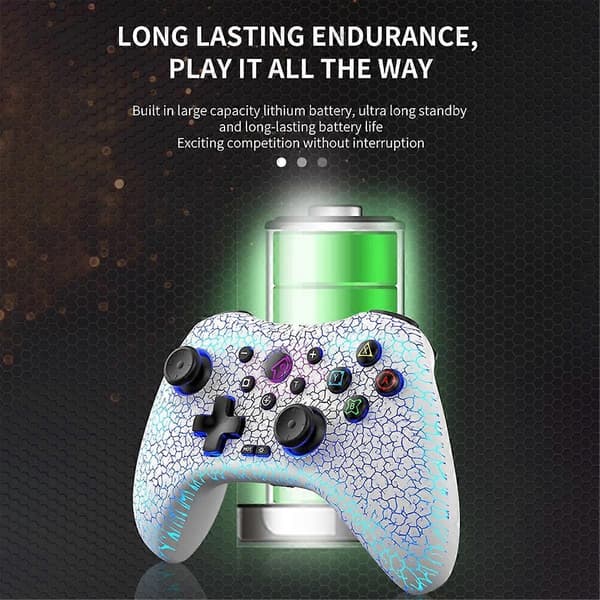 Trådløs spillekonsol til Switch/Android/Ios/Pc 6-akset gyro højpræcisions joystick RGB-belysning Bluetooth gamepad B