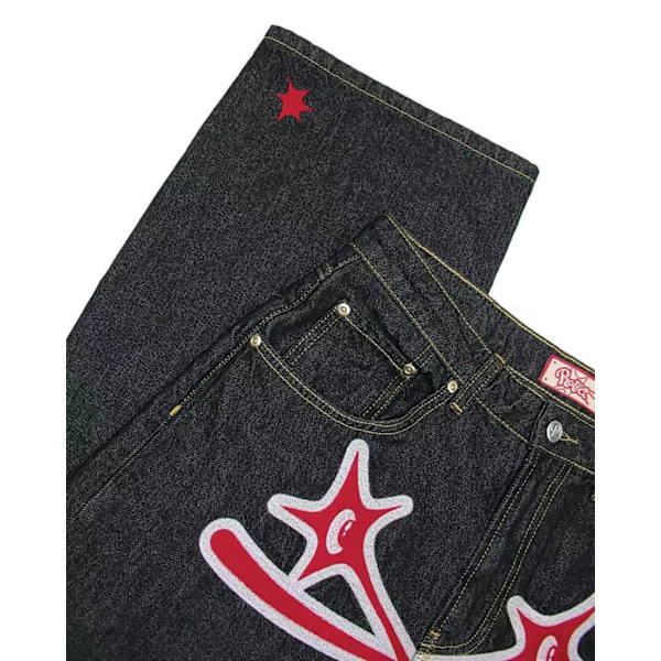 Retro Herrbyxor Street Sommar Casual Raka Ben Byxor black red M