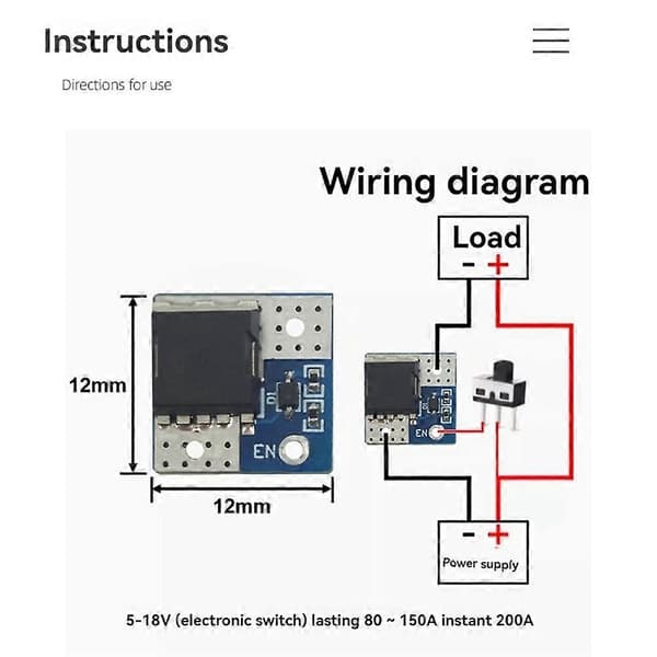 5-18V Mini High Power MOS Trigger Switch Drive Modul 200A Max FET PWM Reguleret Elektronisk Switch Kontrol Board