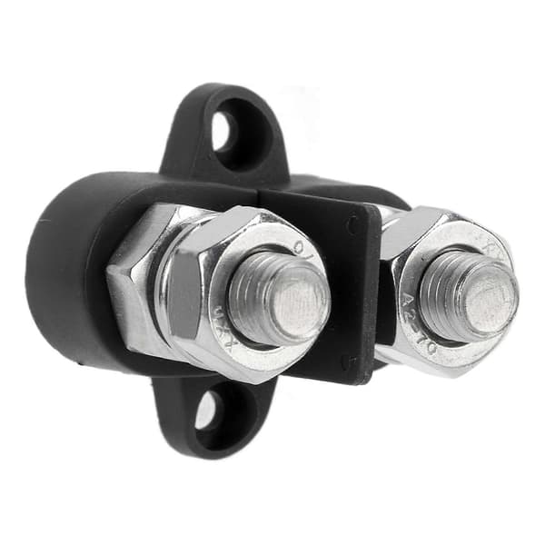 M10 3/8in Strømfordelingsklemme Dobbelt Isoleret Stud til Bil Trailer Båd DC 48V Sort