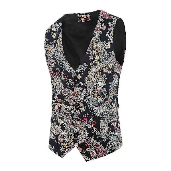 Fashionabla Herr V-ringad Casual Blommig Väst Slim Print Väska L