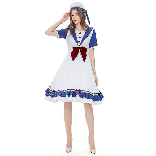 Halloween Alice Lolita Cosplay Maid Kostym Lolita Anime Girl Maid Navy Studentdräkt Hög kvalitet M