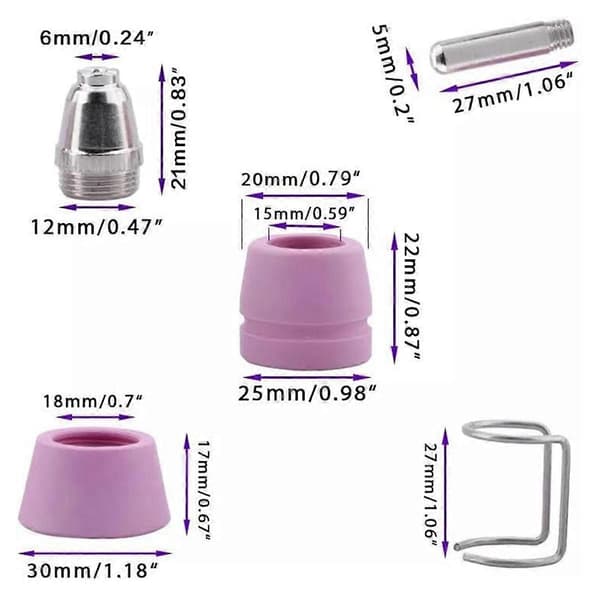 För ELEKTRISK 58605 20A Plasmaskärare Delar 59184 Elektroder 59183 Munstycken (25-pack)