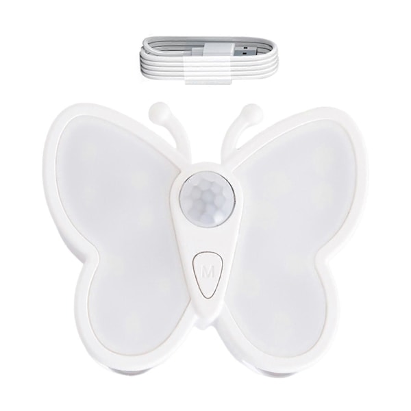 LED Fjäril Nattlampa Justerbar Ljusstyrka USB Uppladdningsbar Smart Rörelsesensor Trådlös Nattlampa Sänglampa
