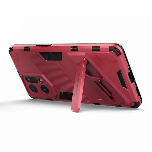 För Oppo Find X5 Välskyddat Anti-repa Hårt PC + Mjukt TPU Mobiltelefonfodral Ställskydd Rose