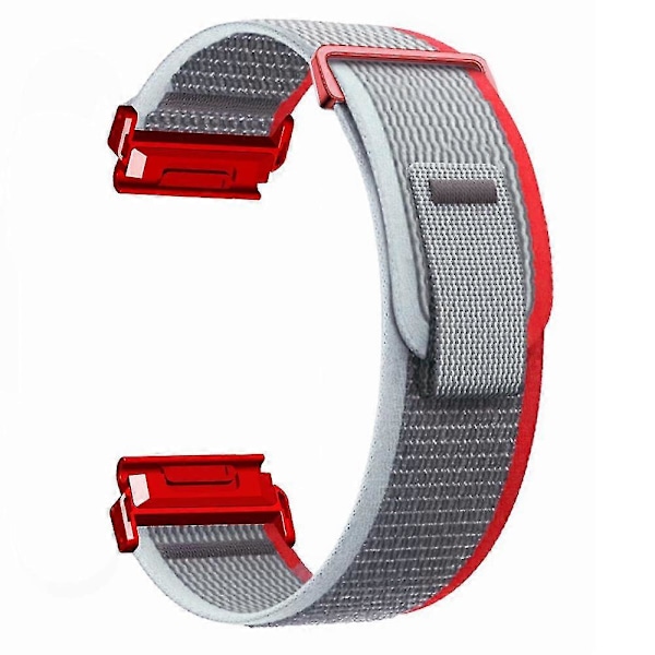 For Coros Vertix 2 / Garmin Fenix 7X / 6X / 5X 26mm Trail Loop Nylonbånd Myk Klokkereim - R Red  Grey Red