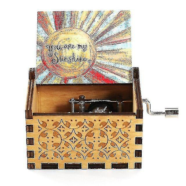 Handsnidad Speldosa i Trä med Handvev - You Are My Sunshine style 1