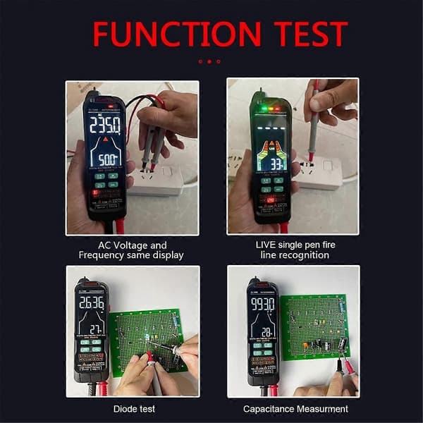 Smart Multimeter Digital AC DC Strøm Spændingsdetektor Pen Kapacitans Temp Auto Range Tester Multimeter ZL126A