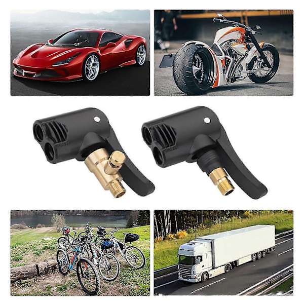 Inflator Pumpehoved Direkte Udskiftning 2 i 1 Presta Schrader Kompatibel Bildæks Inflator Konnektor til Cykel -Sy A