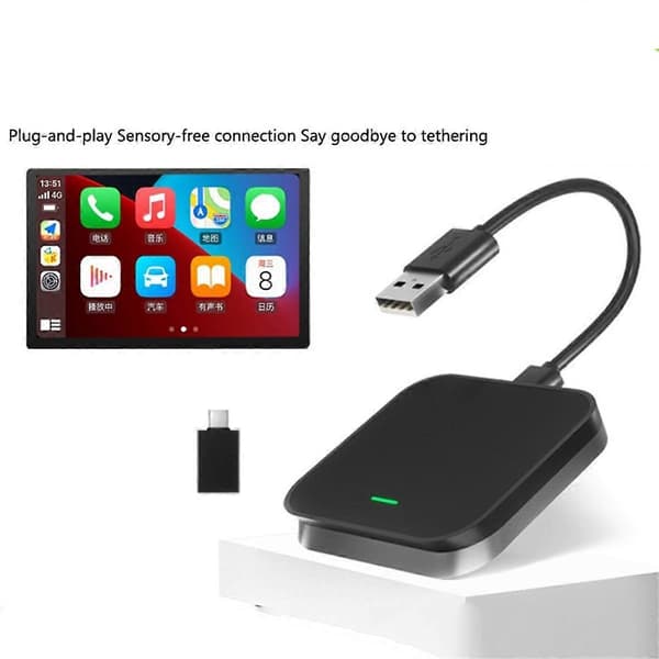 For Carplay Adapter Bil Kablet til Trådløs Smart Boks Bil Sammenkobling Multifunksjonsadapter, Svart, B