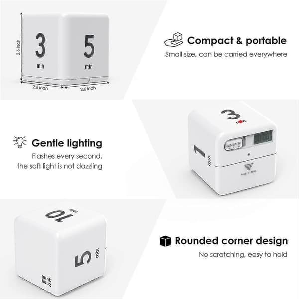 Cube Timer 2 stk. Køkken Timer Gravity Sensor Flip Digital Timer Til Tidsstyring Nedtællingsindstillinger