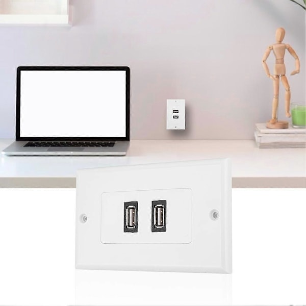 Dual Port USB2.0 Vægplade Panel til Hjemmekontor Bygning Hotel Dekoration