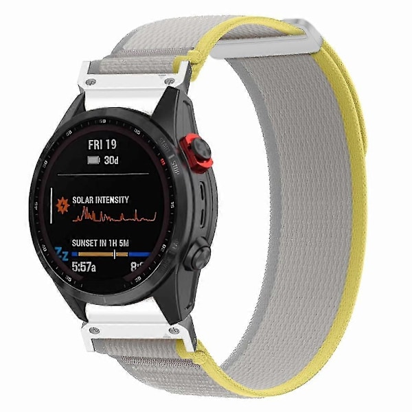 Til Coros Vertix 2 / Garmin Fenix 7X / 6X / 5X 26mm Trail Loop Nylonbånd Blød Urrem - R Beige White