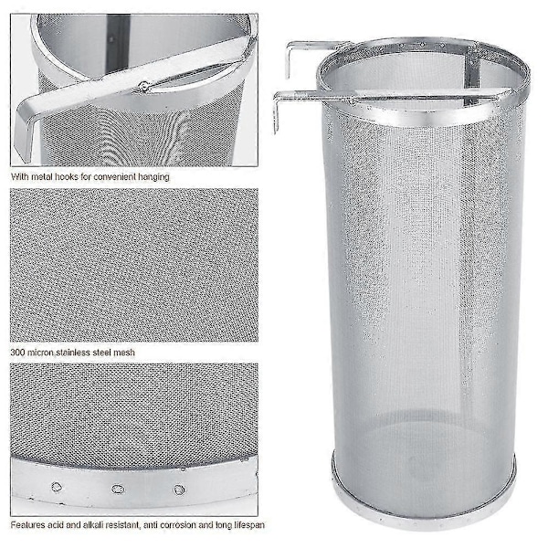 300 Micron Rustfrit Stål Hjemmebrygget Øl Humle Mesh Filter Si Med Krog Ølbrygning Humle Spider Mesh Filter Si Ns2 4x10 inch