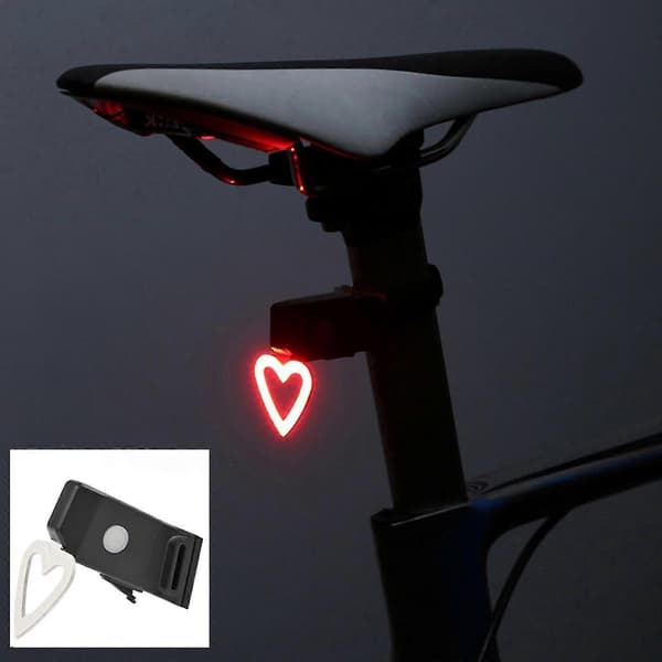Supersterk LED Sykkellys, Front- og Baklys, Baklys for Landeveissykkel, MTB, Sykling - Hjerte