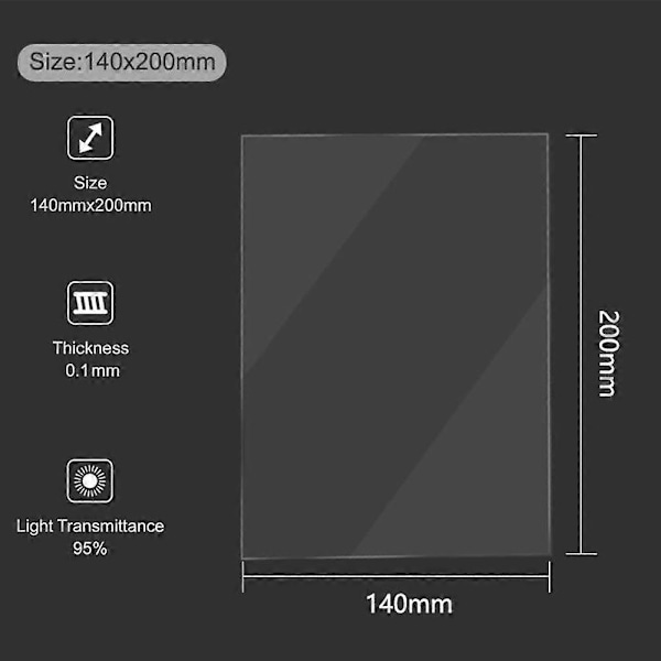 2 st FEP-filmer 140X200mm SLA/LCD FEP-film 0,1 mm tjocklek Hög transmittansstyrka för Photon Resin DLP 3D-skrivare