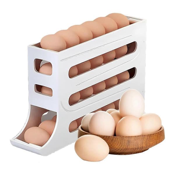 Egg DispenserAutomatisk Rullende Eggbrett Organizer, Plassbesparende Kjøleskap Egg, Holder 28 Egg Samtidig -B