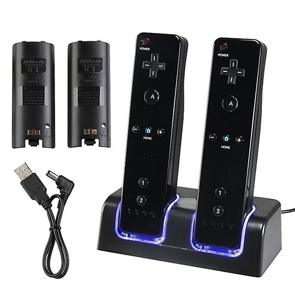 2 i 1 Laddningsstation för Wii & Wii U Remote Controller Black