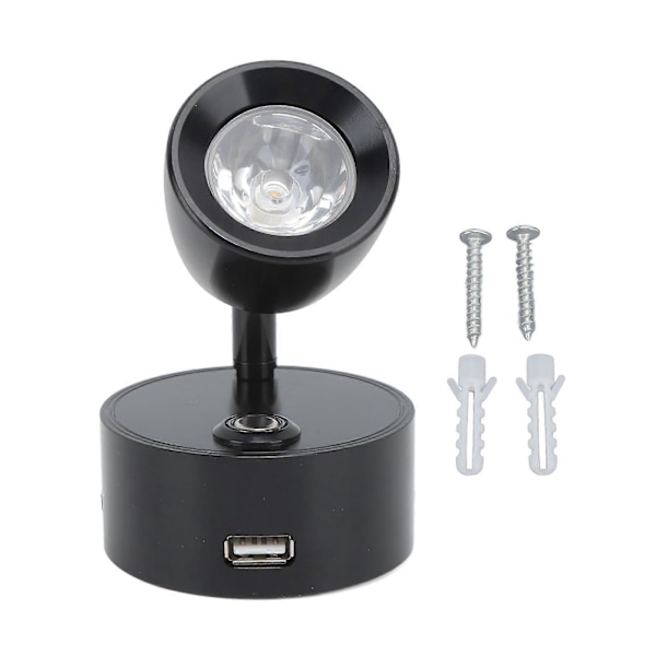 RV Læselampe LED Indendørs Sengelampe Båd Yacht USB Genopladelig Justerbar Touch Lampe T DC12 til 24V Sort