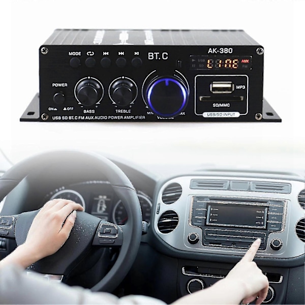 Ak380 Effektförstärkare Digital Display Bluetooth-kompatibel 5.0 2x400w Kompakt 12v Hemmastereoreceiver För Bil