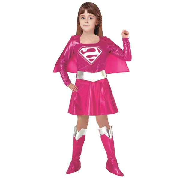 Halloween cosplay kostym barndräkt superman cape girl superman klä upp M