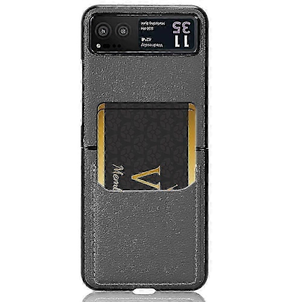 Motorola Razr 40 5G PU-nahka + PC Korttipaikkakansi Litsi-kuvio Iskunkestävä Puhelinkotelo - PunainenP20211224297 Grey