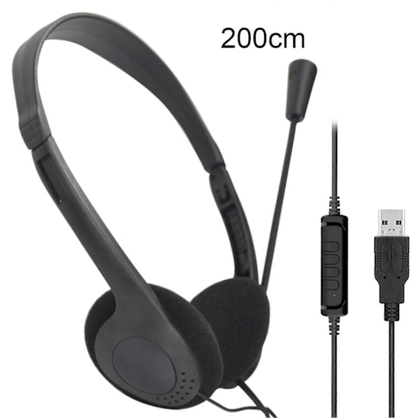 USB Kablet Headsett med Støyreduserende Mikrofon Klar Stemme HiFi Lyd Komfortabel Passform for Samtale PC Gaming