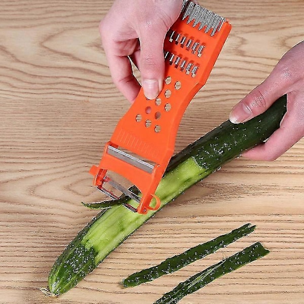 Kjøkken Multifunksjon Plastramme Grønnsak Frukt Rivejern Skreller Metallskrape Kutter Strimler Utskjæringsverktøy 2pcs