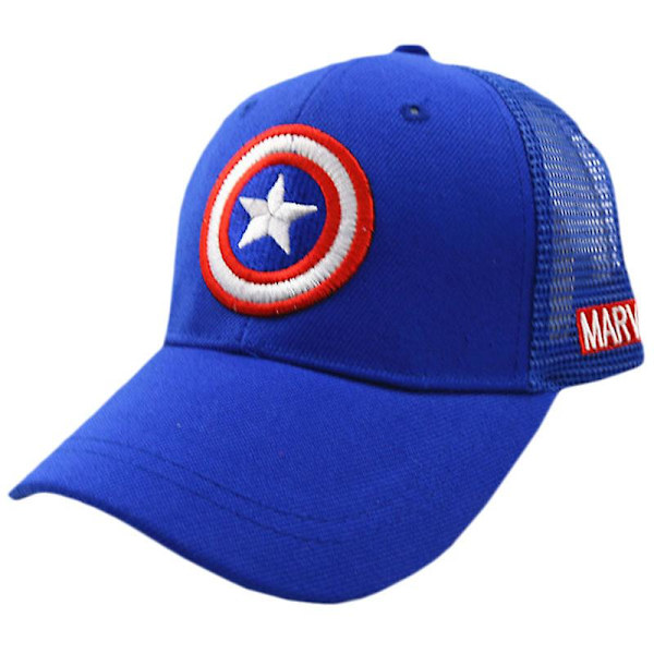 Barn Superman Keps Captain America Pojkar Flickor Mesh Andningsbar Tecknad Snapback Solskärm Hatt Captain America Royal Blue