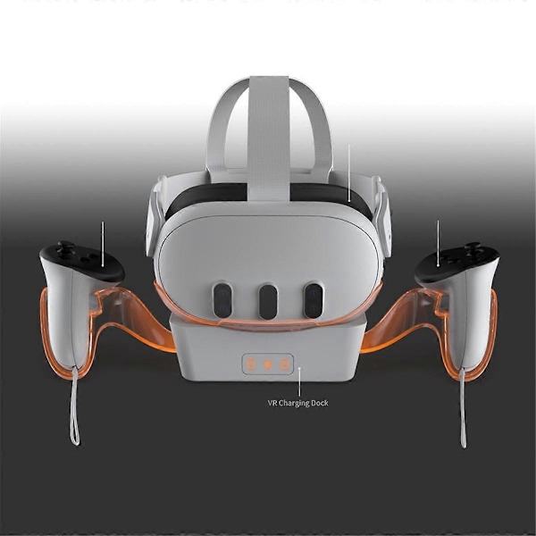 Ladebase for 3 VR-headset Ladestasjon Håndtak Belyst Multifunksjonell Stand Lader