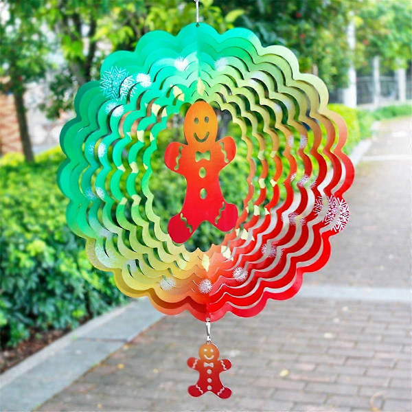 Vindspinnere 3D, Julehængende Vindspinner til Juledekoration, 30 cm Havekunst Dekorationer Kagemand til Jul