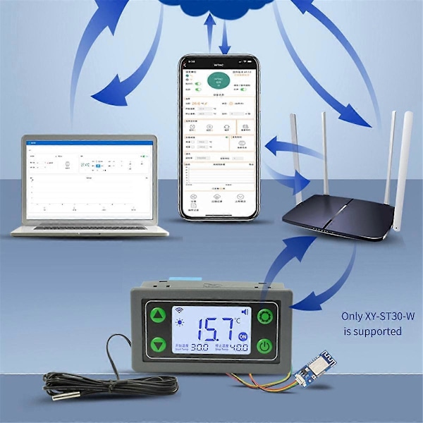 ST30W WIFI Termostat Temperaturregulator Digital Display Termostat Høj Lav Temperatur Alarm