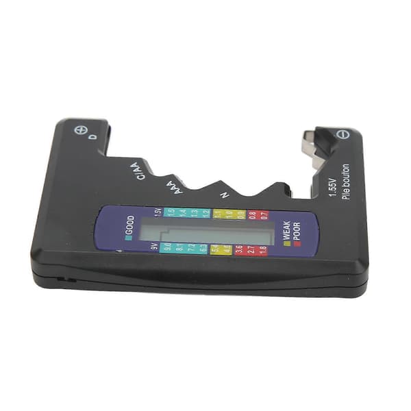Digital Batterikapacitetsmätare Universal D C N AAA AA 9V 1.5V Knappcellsbatteri Analysator Svart
