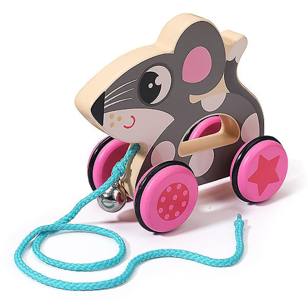 Baby Cartoon Djur Leksaksbil, Trädragande Gåvagn för Småbarn, Utvecklande Leksak för Flickor och Pojkar, Födelsedagspresent Mouse