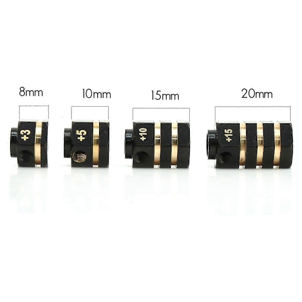 4kpl Messinkinen vastapaino 12mm pyörän kuusiokolo jatkettu adapteri TRX4 TRX6 1/10 RC-auton osille 15mm