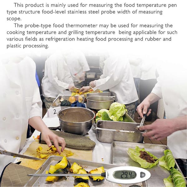 Mattermometer Digital LCD-skjerm Rustfritt Stål Probe for Hjemmekjøkken Kjøttlaging Baking