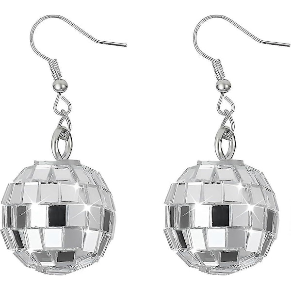 Diskokule Øredobber Perfekt for Discostil 1 Par Disko Funky Speilkule Øredobber 70-tallet 80-tallet Skinnende og Oppmerksomhetsvekkende Diskobar Retro Øredobb