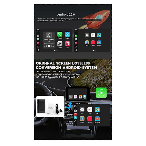 4+64GB Carplay AI -boksi Android 10 Qualcomm 6125 Sisäänrakennettu -Yhteensopiva langaton auton multimedia soitin tukee 4G:tä